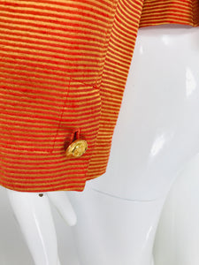 Yves Saint Rive Gauche Orange & Gold Stripe Faille Jacket