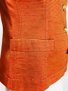 Yves Saint Rive Gauche Orange & Gold Stripe Faille Jacket