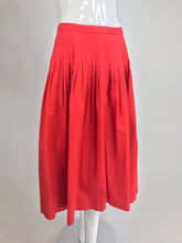 SOLD Yves Saint Laurent Tomato Red Cotton Full Pleated Skirt Vintage