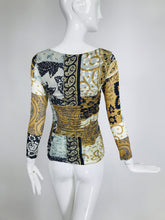Etro Printed Shirred Mesh Jersey Mix Print Top