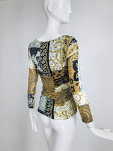 Etro Printed Shirred Mesh Jersey Mix Print Top