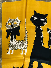 Maggy Rouff The Cats of Paris Silk Scarf in Gold & Black 1960s Art to Frame