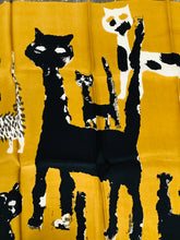 Maggy Rouff The Cats of Paris Silk Scarf in Gold & Black 1960s Art to Frame