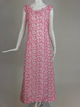 Vintage 1960s Pink and White cut Work Organza Classic Palm Beach Evening Dress