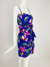 SOLD Givenchy tropical silk satin sarong dress 1980s
