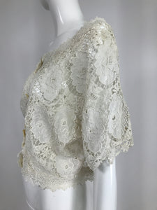Vintage White Lace Off the Shoulder Button Top 1800/1960s