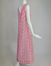 Vintage 1960s Pink and White cut Work Organza Classic Palm Beach Evening Dress