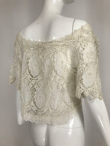 Vintage White Lace Off the Shoulder Button Top 1800/1960s