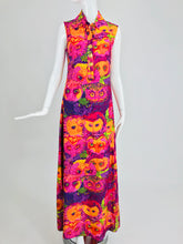 SOLD Vintage Ken Scott Owl Print Sleeveless Maxi Dress 1960s
