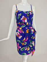 SOLD Givenchy tropical silk satin sarong dress 1980s