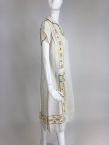 SOLD Vintage 1920s Hand Embroidered Arts and Crafts Linen Day Dress