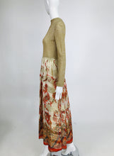 Vintage 1970s Saks Fifth Ave. Gold Metallic Coral Brocade Maxi Dress