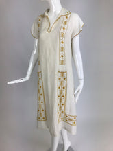 SOLD Vintage 1920s Hand Embroidered Arts and Crafts Linen Day Dress