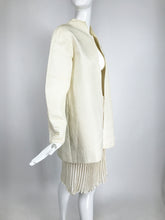 Mary McFadden Ivory Quilted Jacket and Matching Fortuny Style Pleated Skirt Set 1980s