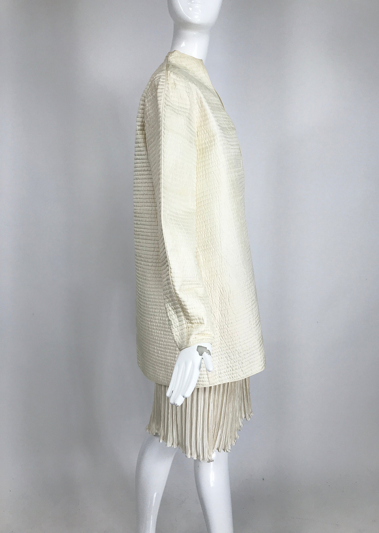 Mary McFadden Ivory Quilted Jacket and Matching Fortuny Style