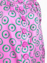 Yves Saint Laurent Hot Pink Green Circle Polished Cotton Smock Dress Vintage