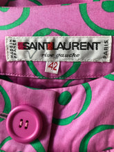 Yves Saint Laurent Hot Pink Green Circle Polished Cotton Smock Dress Vintage