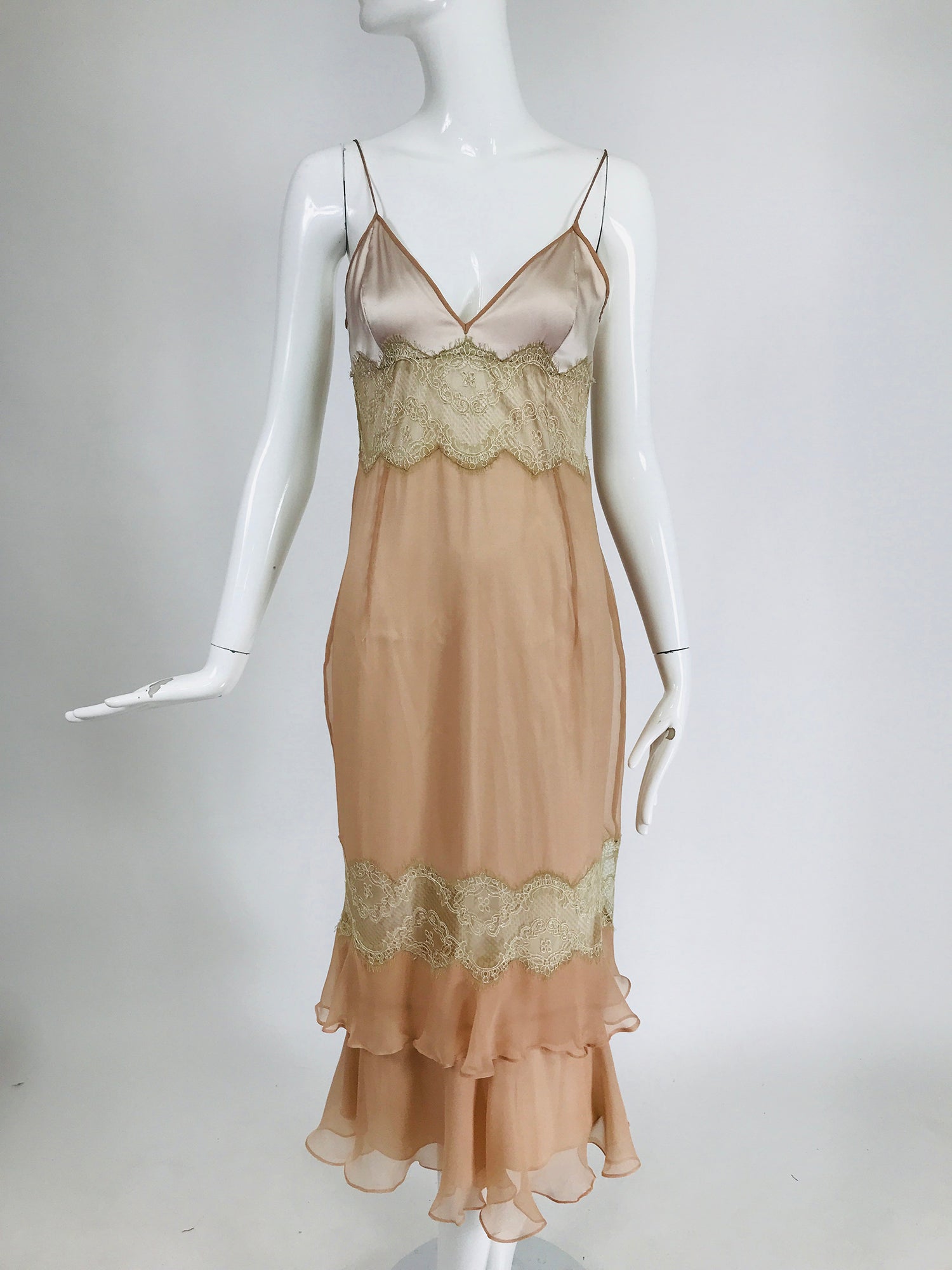 SOLD Dolce & Gabbana Peach & Pink Silk Chiffon Lace Lingerie Dress – Palm  Beach Vintage