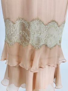 Dolce & Gabbana Peach & Pink Silk Chiffon Lace Lingerie Dress