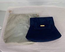 Charles Jourdan Navy Blue Flap Front Suede & Leather Shoulder Bag 1990s