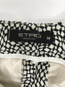 Etro Black & White Diamonds & Squares Print Wool Trousers 38
