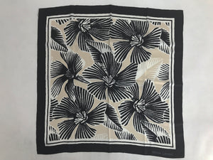 Rena Lange Black & Cream Fantasy Blooms Silk Twill Scarf 34" x 34"
