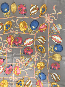 Nina Ricci Charms Silk Satin Jacquard Scarf 34" x 34" Vintage
