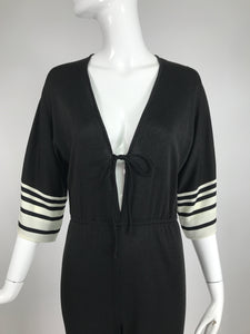 Vintage Clovis Ruffin Ruffinwear Black and White Jumpsuit 1970s