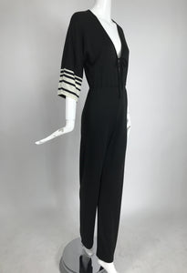 SOLD Vintage Clovis Ruffin Ruffinwear Black and White Jumpsuit 1970s