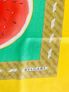 Bulgari Colourful Fruits Silk Twill Scarf Designed by Davide Pizzigoni 34.5 x 34"