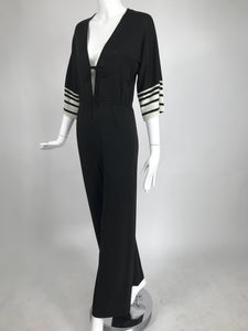 SOLD Vintage Clovis Ruffin Ruffinwear Black and White Jumpsuit 1970s