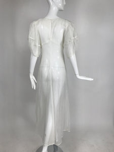 SOLD Vintage 1930s Sheer White Organza Lantern Sleeve Gown