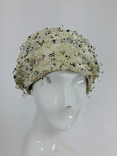 SOLD Vintage Christian Dior Cream Brocade Beaded Turban Hat 1960s