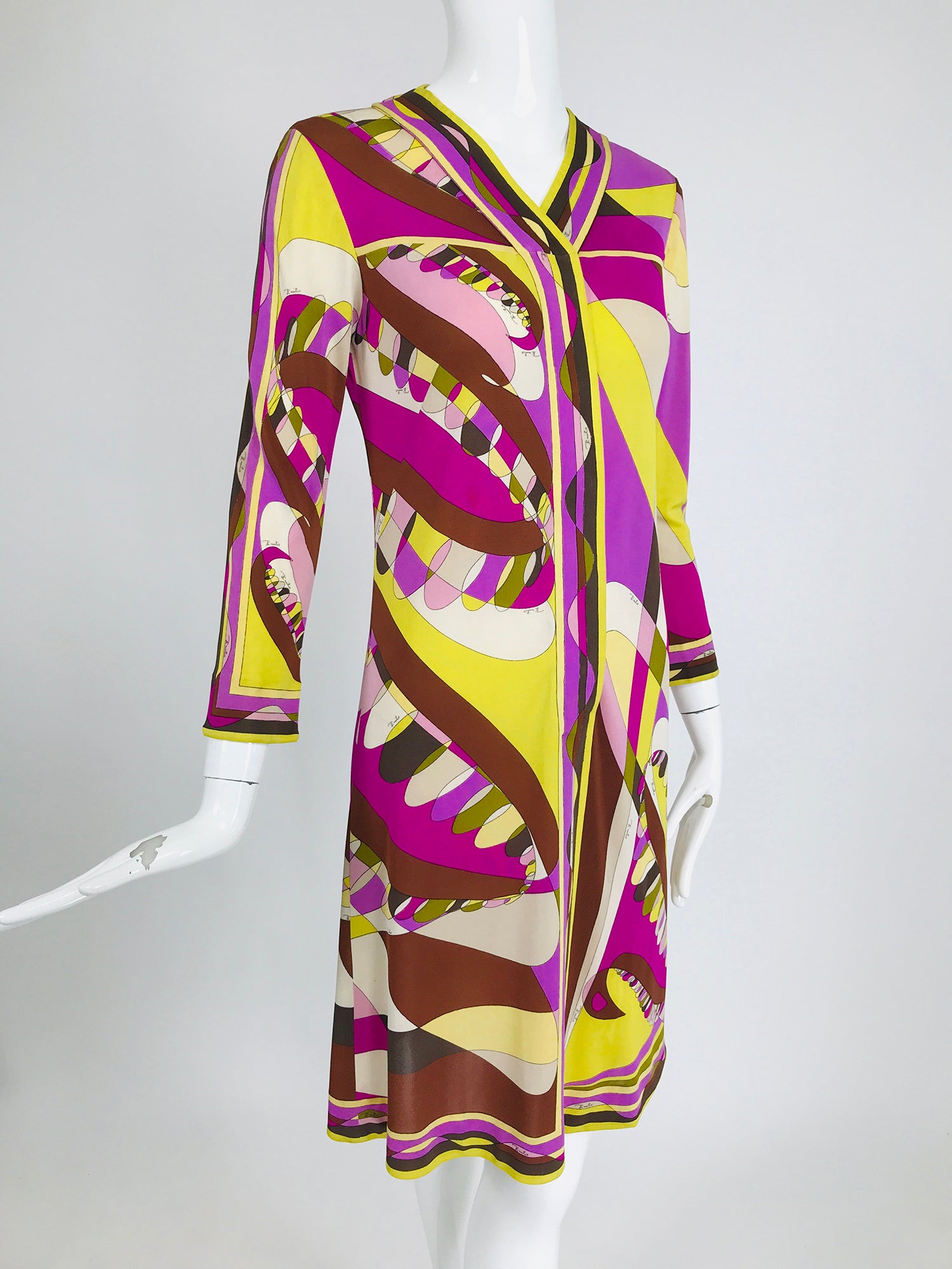 Sold Vintage Emilio Pucci Silk Jersey Print Long Sleeve Day Dress 1960 – Palm Beach Vintage