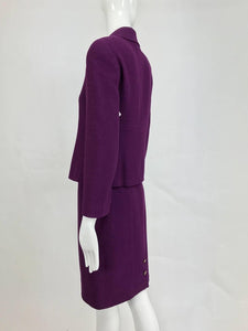 Chanel Aubergine Boucle Classic Double Breasted Skirt Suit 1998A