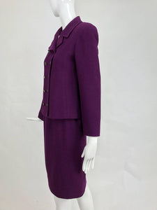 SOLD Chanel Aubergine Boucle Classic Double Breasted Skirt Suit 1998A