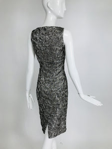 Michael Kors Collection Platinum Metallic Silk Cloque Sheath Dress