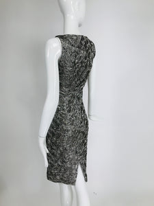 Michael Kors Collection Platinum Metallic Silk Cloque Sheath Dress