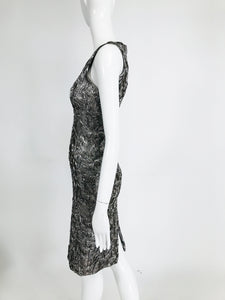 Michael Kors Collection Platinum Metallic Silk Cloque Sheath Dress