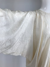 Alik Singer Cream Silk Jacquard Satin Bias Draped Bat Wing Dress 1980s