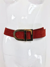 SOLD Christian Dior Brick Red Suede Belt with Gold Buckle