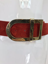 SOLD Christian Dior Brick Red Suede Belt with Gold Buckle