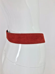 SOLD Christian Dior Brick Red Suede Belt with Gold Buckle