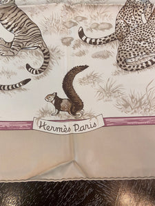 Hermes Tendresse Feline by Robert Dallet Silk Twill Scarf