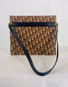 Christian Dior Brown Trotter Shoulder Bag with Rare Initial Applique Vintage