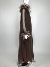 Vintage Abe Schrader Ostrich Feather Trimmed Bat Wing Caftan 1970s