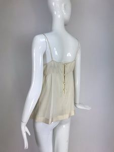 SOLD Alexander McQueen Ivory Silk with Rhinestone Bow Camisole Top