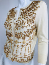 Alexander McQueen Wooden Beaded Cream Cardigan Sweater