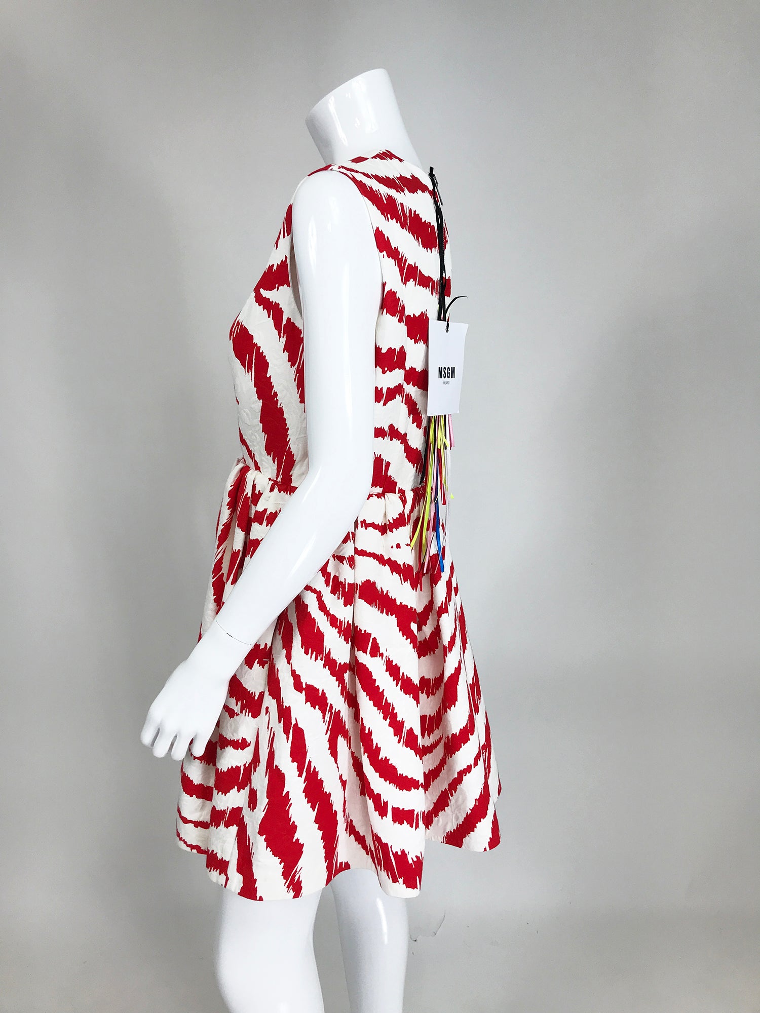 red and white zebra print dress Zebra-print tinsel minidress in red - JW Anderson