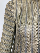 SOLD Giorgio Armani Two Tone Knit Swing Cardigan Sweater Taupe & Grey